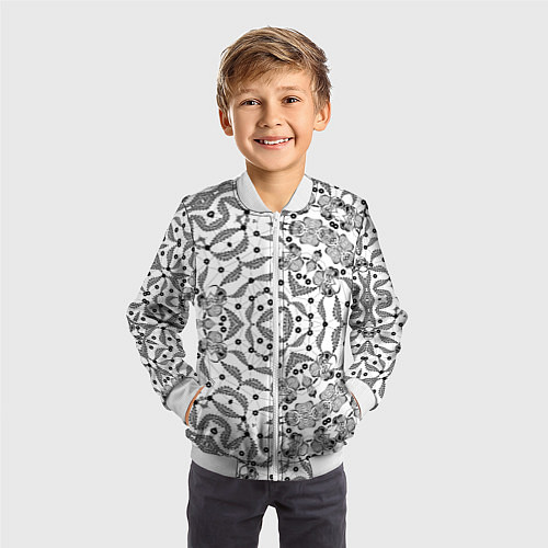 Детский бомбер Орнамент цветочный кружевной / 3D-Белый – фото 3