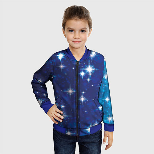 Детский бомбер Сияющие и блестящие звезды в ночном небе / 3D-Синий – фото 4