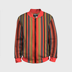 Бомбер детский Вертикальные полосы в оранжево-коричневых тонах, цвет: 3D-красный