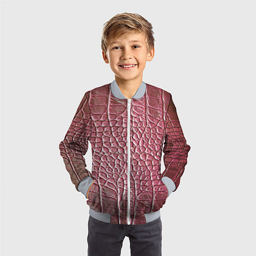 Детский бомбер Кожа крокодила - мода - текстура / 3D-Серый – фото 3