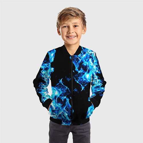 Детский бомбер Красивый синий огонь / 3D-Черный – фото 3