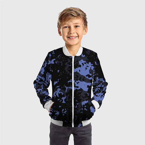 Детский бомбер Тёмно-синий камуфляж / 3D-Белый – фото 3
