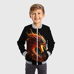 Бомбер детский Яростный огненный дракон, цвет: 3D-серый — фото 2