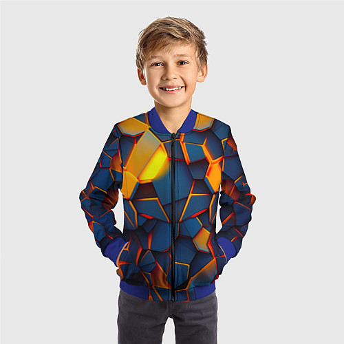 Детский бомбер Плитки со свечением / 3D-Синий – фото 3