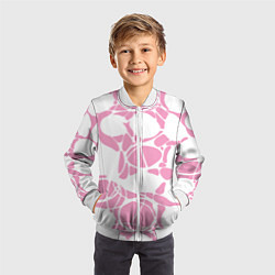 Бомбер детский Абстрактные белые овалы на розовом фоне, цвет: 3D-белый — фото 2