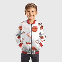 Бомбер детский Поцелуйчики, цвет: 3D-красный — фото 2