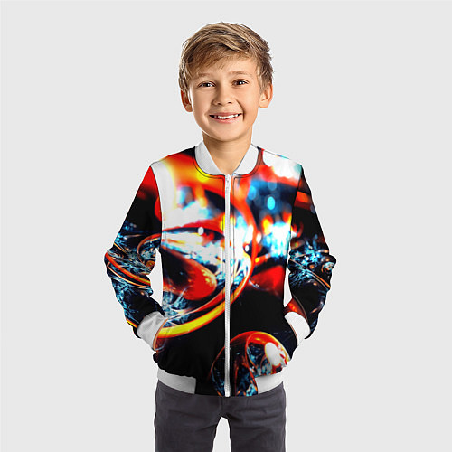 Детский бомбер Фрактальный узор / 3D-Белый – фото 3