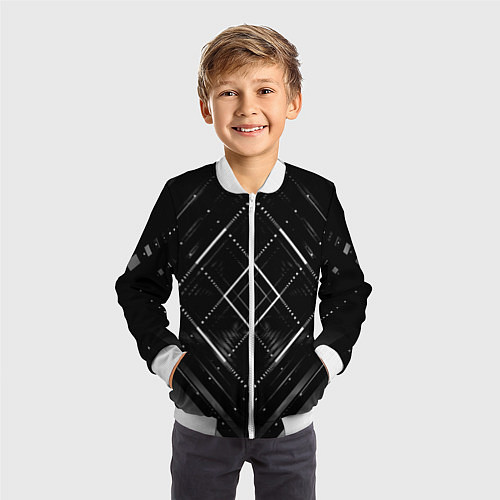 Детский бомбер Hexagon Black / 3D-Белый – фото 3