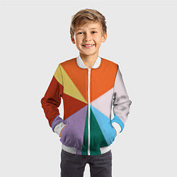 Бомбер детский Разноцветные пересекающиеся треугольники, цвет: 3D-белый — фото 2