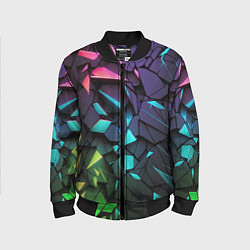Бомбер детский Неоновые абстрактные каменные плиты, цвет: 3D-черный