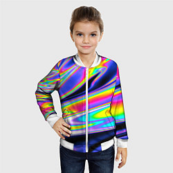 Бомбер детский Жидкость радужные разводы, цвет: 3D-белый — фото 2