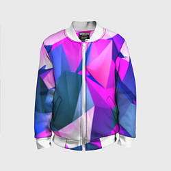 Детский бомбер Neon blue polygons