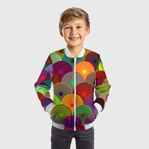 Детский бомбер Multicolored circles / 3D-Белый – фото 3