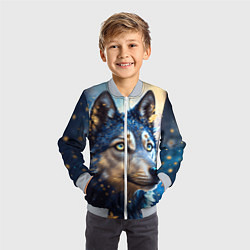 Бомбер детский Волк на синем фоне, цвет: 3D-серый — фото 2
