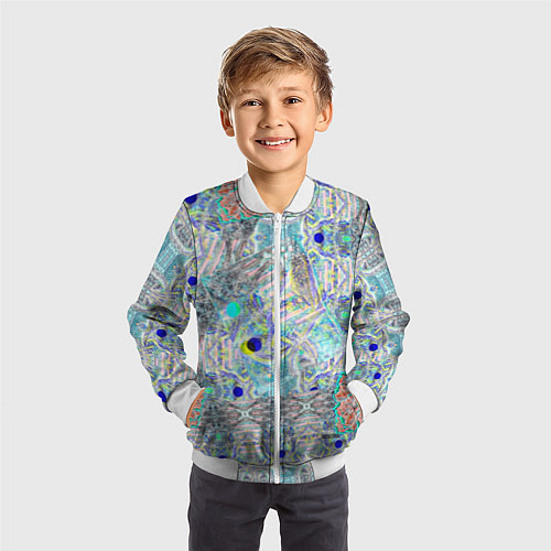 Детский бомбер Абстракция Фиона / 3D-Белый – фото 3