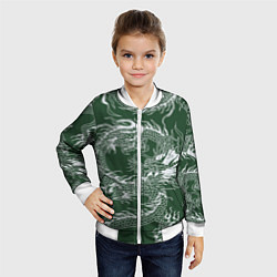 Бомбер детский Татуировка дракона на зеленом фоне, цвет: 3D-белый — фото 2