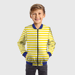 Бомбер детский Светло-желтые полосы, цвет: 3D-синий — фото 2