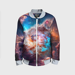 Бомбер детский Небула в космосе в голубо-розовых тонах - нейронна, цвет: 3D-серый