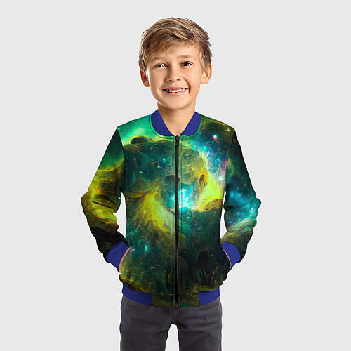 Детский бомбер Небула в космосе в зеленых тонах - нейронная сеть / 3D-Синий – фото 3