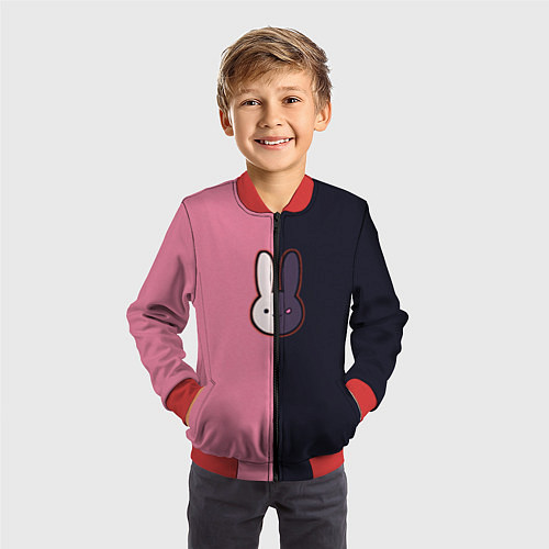 Детский бомбер Ребенок идола - Кролик лого / 3D-Красный – фото 3