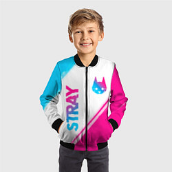 Бомбер детский Stray neon gradient style: надпись, символ, цвет: 3D-черный — фото 2