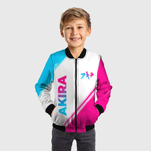 Детский бомбер Akira neon gradient style: надпись, символ / 3D-Черный – фото 3