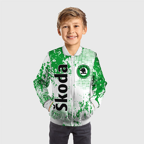 Детский бомбер Skoda auto logo / 3D-Белый – фото 3