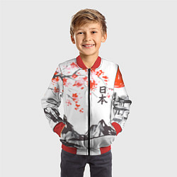 Бомбер детский Цветущая сакура и солнце - Япония, цвет: 3D-красный — фото 2