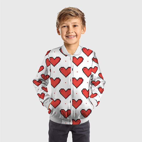 Детский бомбер Pixel heart / 3D-Белый – фото 3