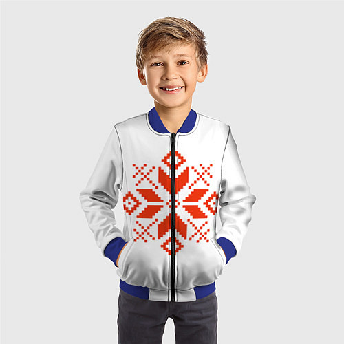 Детский бомбер Удмуртский узор / 3D-Синий – фото 3