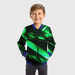 Бомбер детский Зеленая неоновая абстракция, цвет: 3D-синий — фото 2