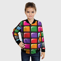 Бомбер детский Пиксельные кубики, цвет: 3D-черный — фото 2