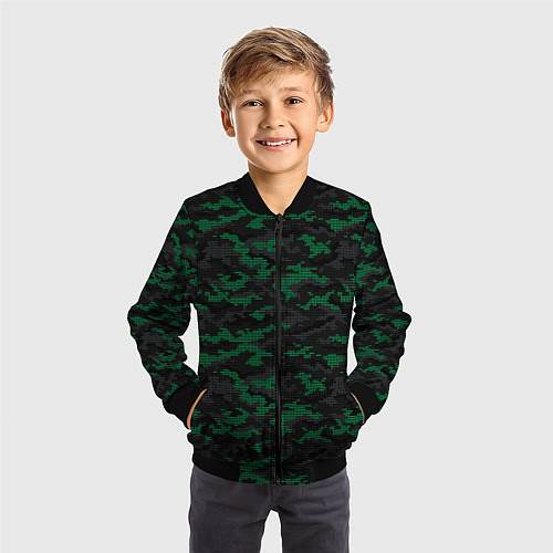 Детский бомбер Точечный камуфляжный узор Spot camouflage pattern / 3D-Черный – фото 3