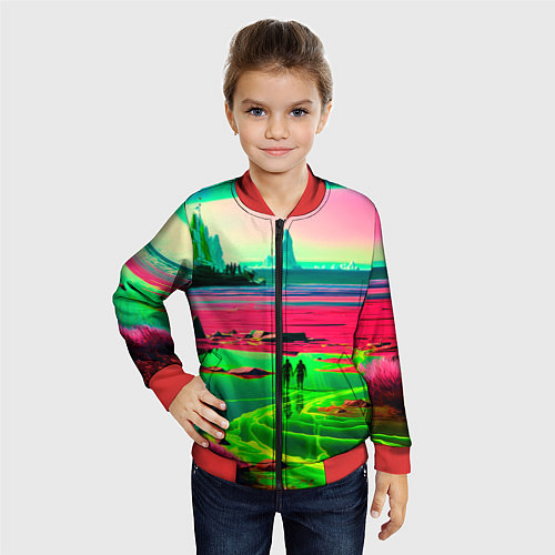 Детский бомбер Кислотный мир / 3D-Красный – фото 4