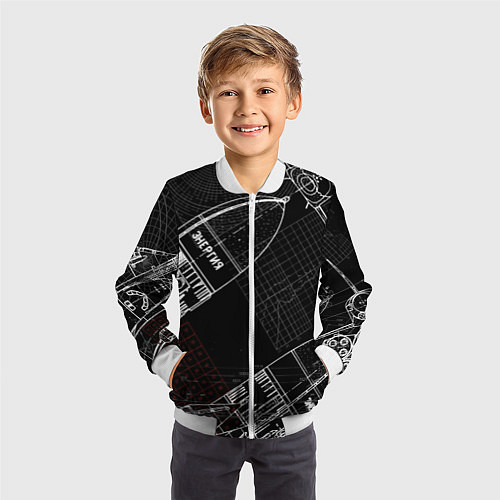 Детский бомбер Чертеж ракеты / 3D-Белый – фото 3