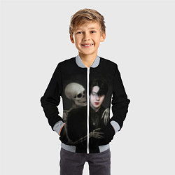 Бомбер детский Сехун со скелетом, цвет: 3D-серый — фото 2