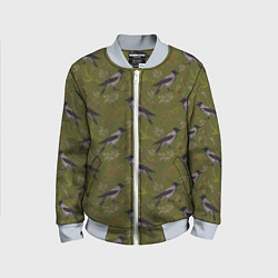 Детский бомбер Вороны и еловые веточки