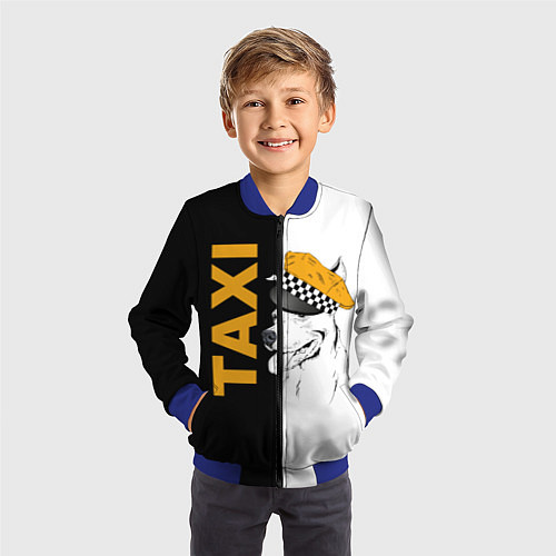 Детский бомбер Собака в кепке таксиста / 3D-Синий – фото 3