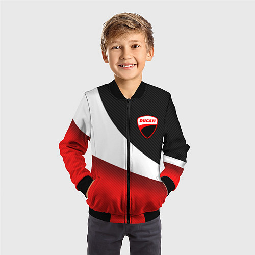 Детский бомбер Ducati - красно-черный / 3D-Черный – фото 3