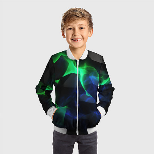 Детский бомбер Неоновая лава из плит / 3D-Белый – фото 3