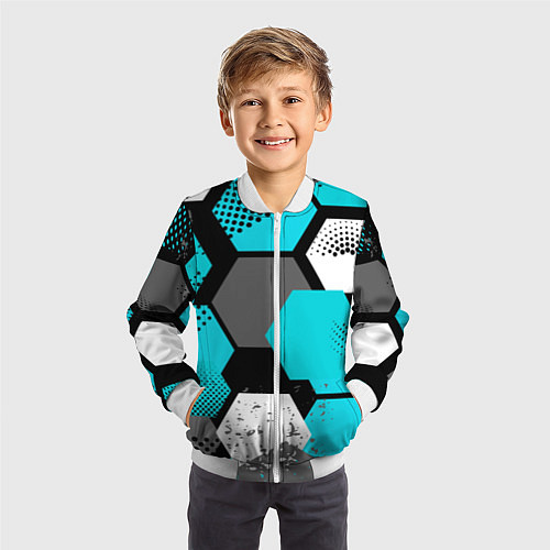 Детский бомбер Шестиугольники абстрактный фон / 3D-Белый – фото 3