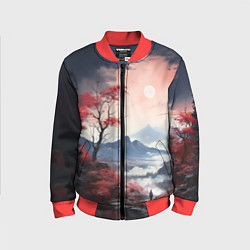 Бомбер детский Луна над горами, цвет: 3D-красный
