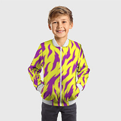 Бомбер детский Кислотный тигр паттерн, цвет: 3D-белый — фото 2