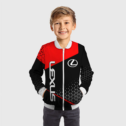Детский бомбер Lexus - red sportwear / 3D-Белый – фото 3