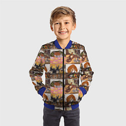 Бомбер детский Коллаж из рисунков с лисой, цвет: 3D-синий — фото 2
