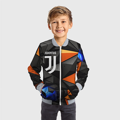 Детский бомбер Juventus orange black style / 3D-Серый – фото 3