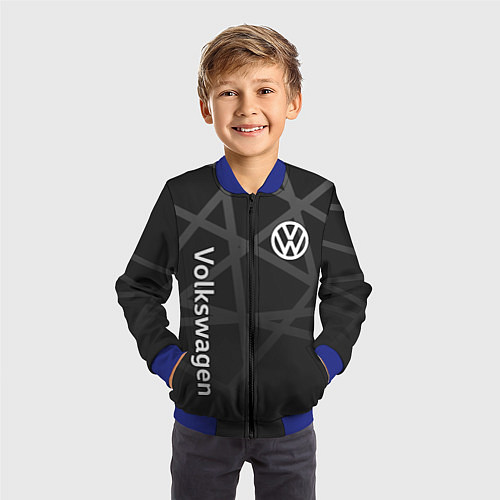 Детский бомбер Volkswagen - classic black / 3D-Синий – фото 3