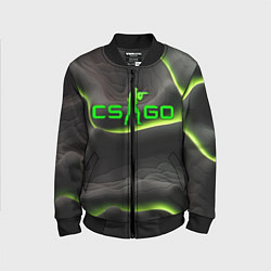 Бомбер детский CSGO green black logo, цвет: 3D-черный