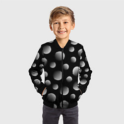 Бомбер детский Шары в полоску на черном фоне, цвет: 3D-черный — фото 2