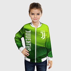 Бомбер детский Ювентус лого на зеленом фоне, цвет: 3D-белый — фото 2